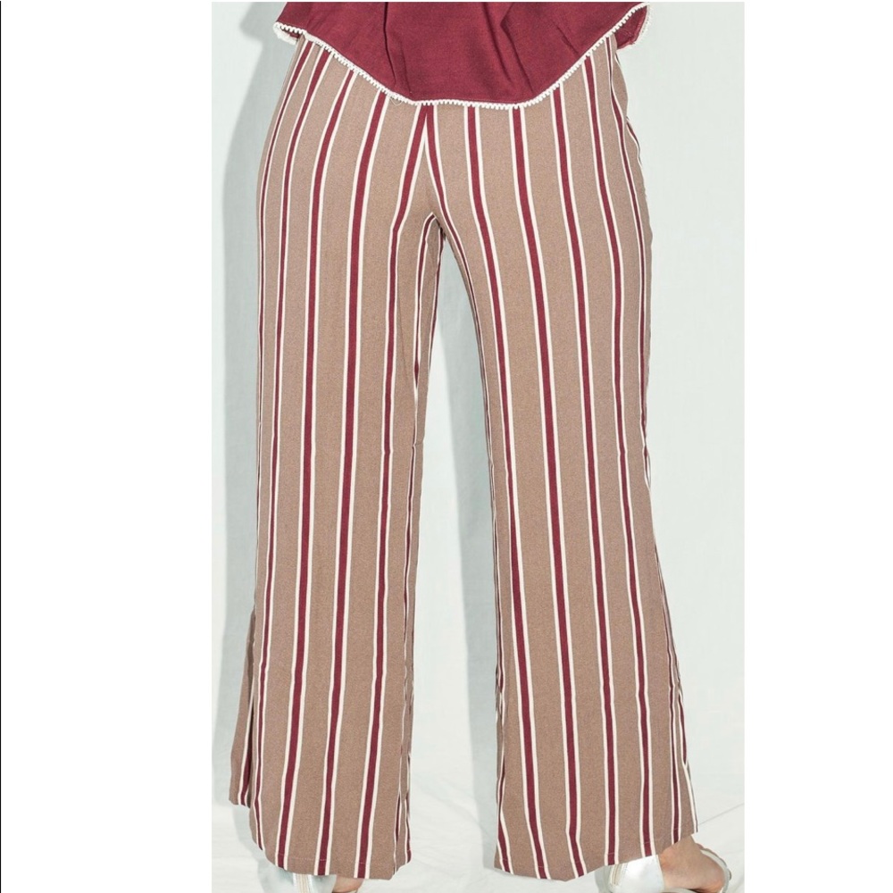 Ladies Stipe Dress Pants - Mocha/Burgundy NEW!